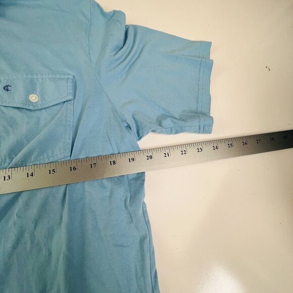 Criquet  Players Mens Polo Shirt Blue Short Sleeve Classic Pocket 4 Button M - Picture 11 of 11